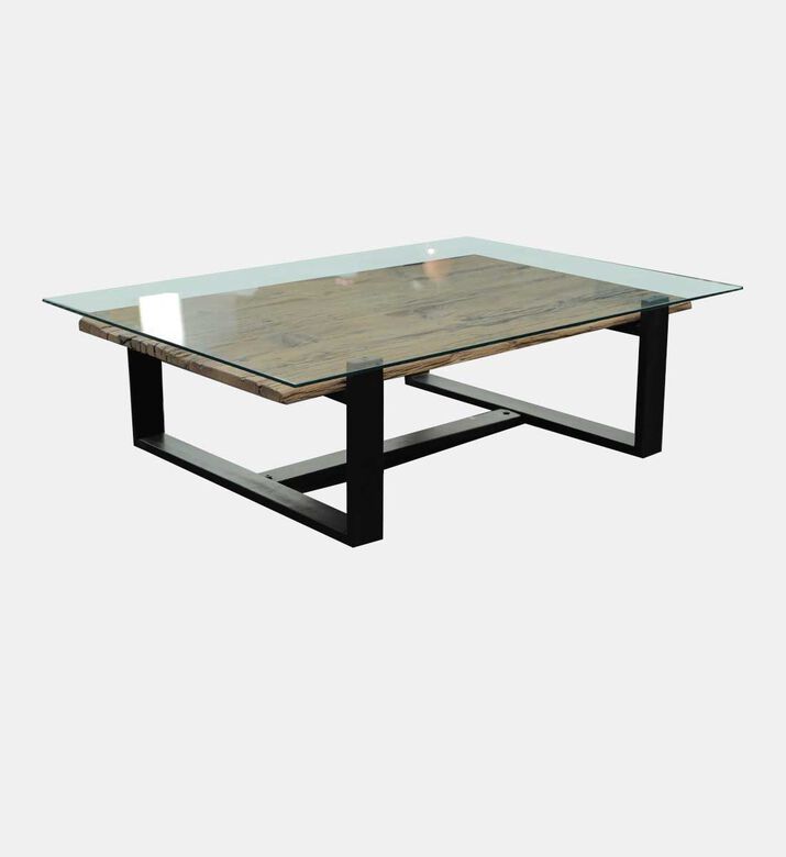 Cuba Glass Top Wooden Coffee Table