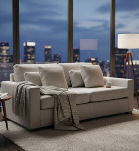 Home Deco and More Samsee Fabric Pull-out Bed Sofa, Beige, Packshot View