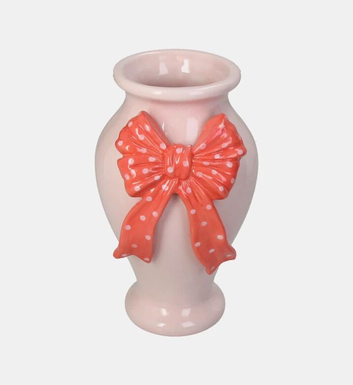 Kersten Dolomite Bow-detail Vase, Pink, 15-cm, Packshot View