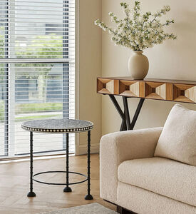 Home Deco and More Chess Iron Side Table, Packshot View