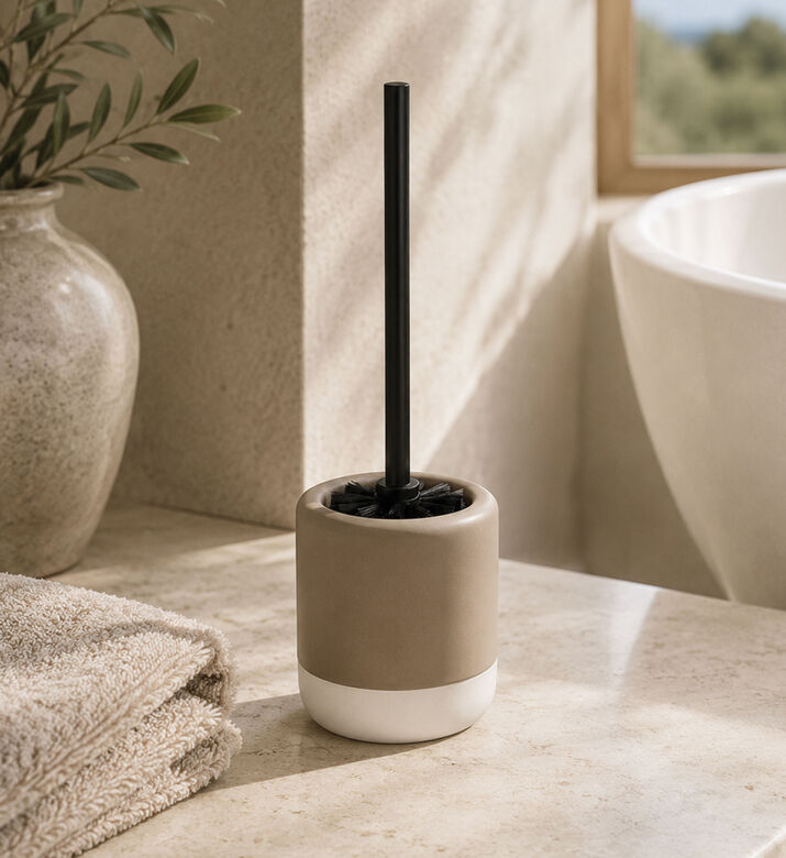 Home Deco and More Dolomite Toilet Brush Holder, Brown, Packshot View