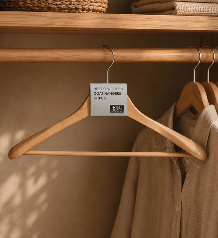Home Deco and More Wooden Coat Hanger, Packshot View