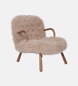 Fur Round Wood Armrests Armchair