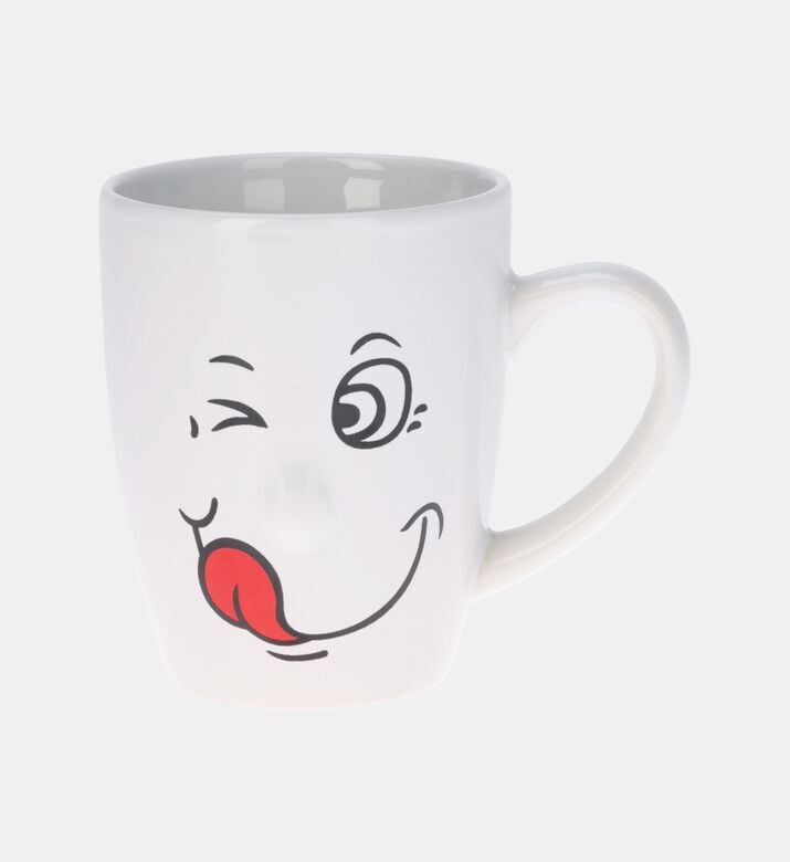 Home Deco and More Stoneware Smiling Face Handled Mug, Packshot View Home Deco and More Stoneware Smiling Face Handled Mug, Packshot View