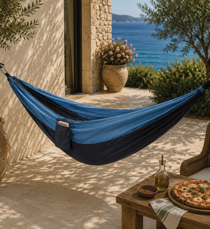 Home Deco and More Two-tone Travel Hammock, Blue, Packshot View