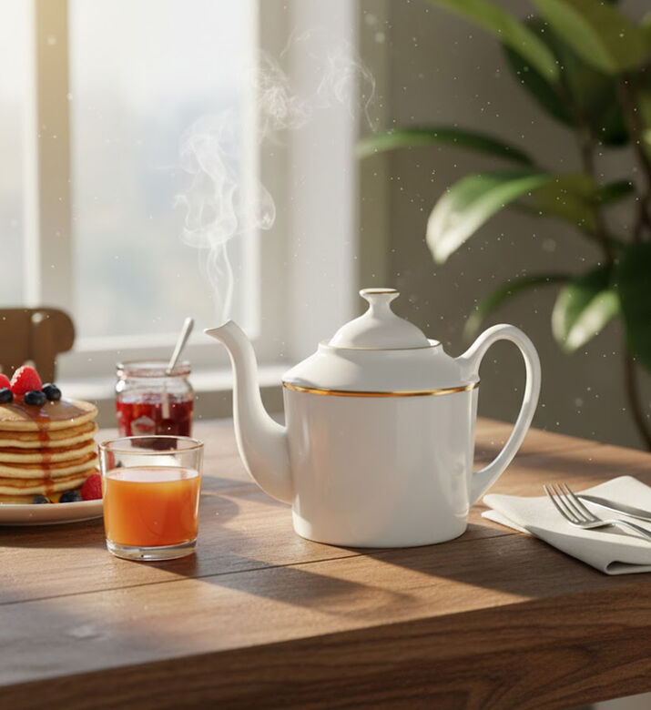 Home Deco and More Porcelain Golden-details Tea Pot, Packshot View