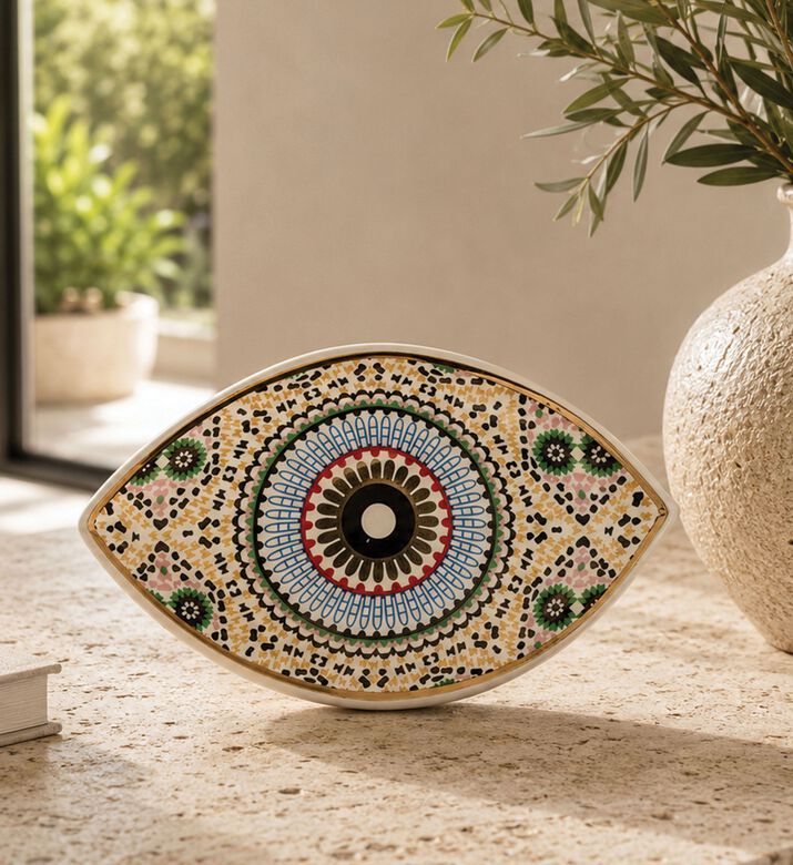 Home Deco and More Eye Arabesque Ceramic Wall Decoration, Packshot View