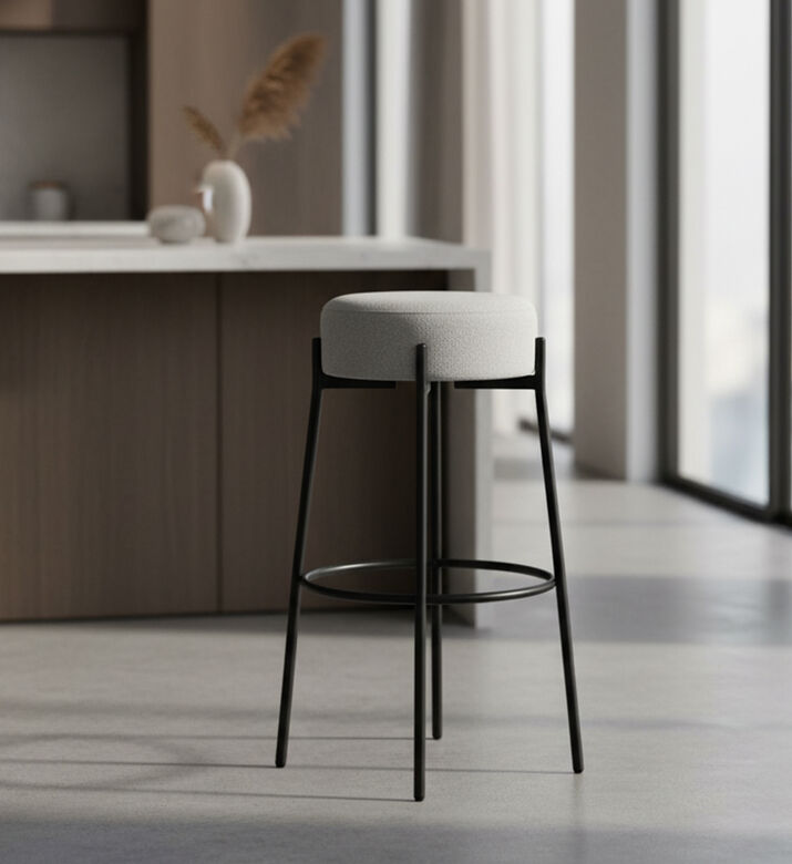 Home Deco and More Archie Fabric Steel Bar Stool, Packshot View