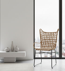 Home Deco and More Sogod Wicker Woven Metal Armchair, Packshot View