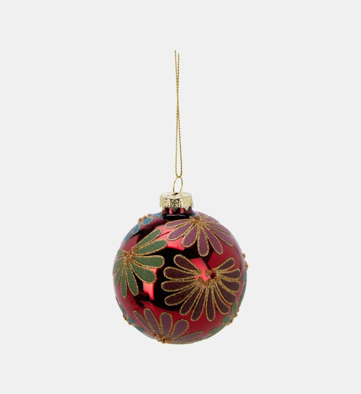 Home Deco and More Ball Xmas Glass Flower, Red, Packshot View