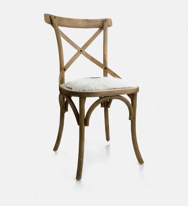 Fur-insert Seat Wooden Dining Chair 50x50x92 Cm