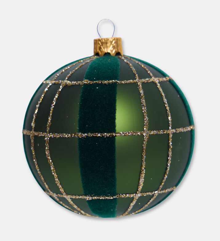 Home Deco and More Glittered Checks Christmas Ball, Green, Packshot View