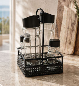 Home Deco and More Metal Matt Vinegar Oil Salt Pepper Set, Packshot View