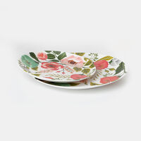 Melamine Flower-print Flat Plate 25 Cm