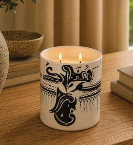 Nour Bougie Arabia Ceramic Pot Candle, White, 12-cm, Packshot View
