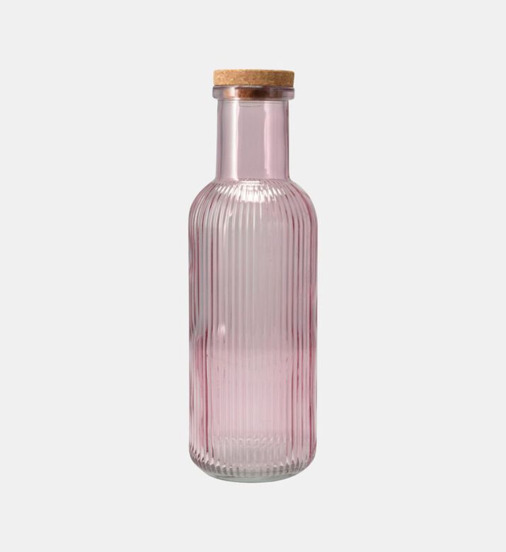 Home Deco and More Cork Lid Glass Drinking Bottle, Pink, Packshot View