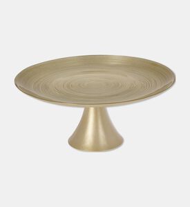 Home Deco and More Brushed Gold Shallow Cake Stand, Gold, 28-cm, Packshot View