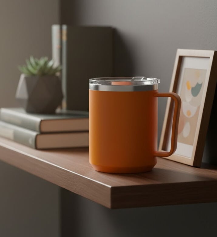 Redcliffs Outdoor Stainless Steel Interior Drinking Mug, Orange, Packshot View