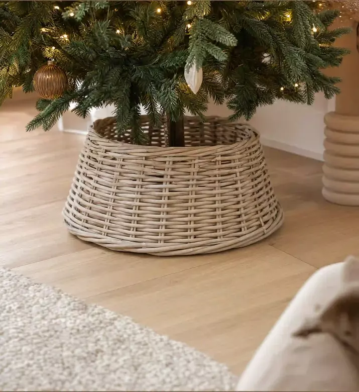 Home Deco and More Rattan Christmas Tree Stand Cover, Model View