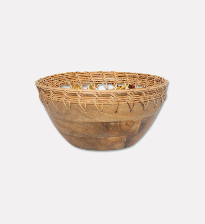 Home Deco and More Cane-woven 3-piece Border Leaf-print Bowl Set, Packshot View