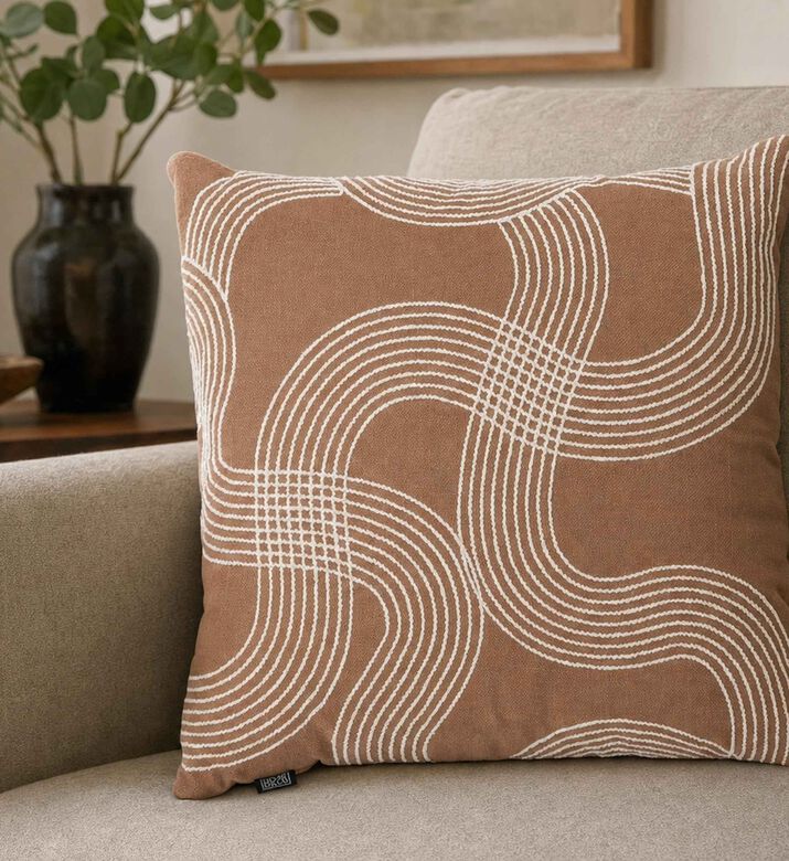 Home Deco and More Curtis Chenille Yarn Applique Cushion, Model View