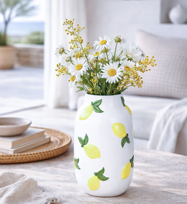 Home Deco and More Porcelain Lemons Design Vase, Packshot View