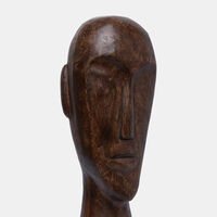 Head Wood Ornament 12x11x38 Cm