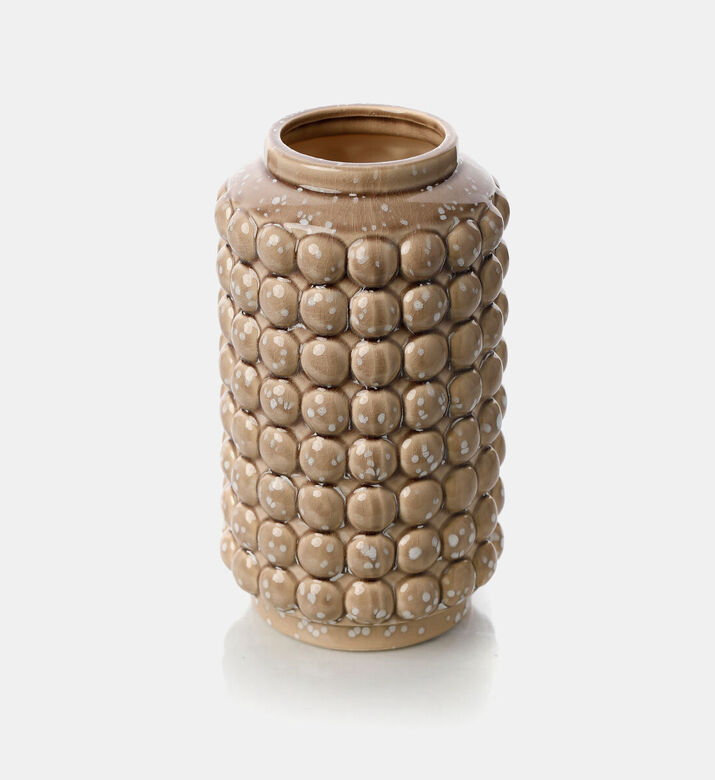 Home Deco and More Glazed Ceramic Bobble Vase, Cream, Packshot View