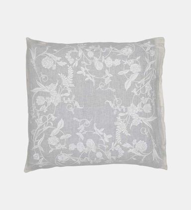 Linen Floral-embroidered Cushion