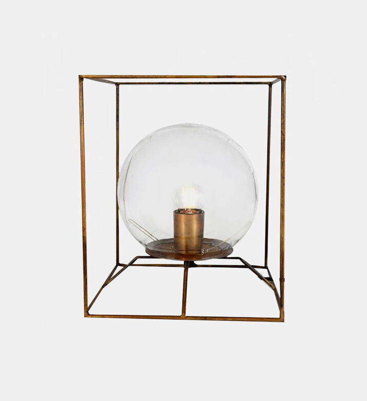 Home Deco and More Iron Gold Cube Globe Table Lamp, Packshot View