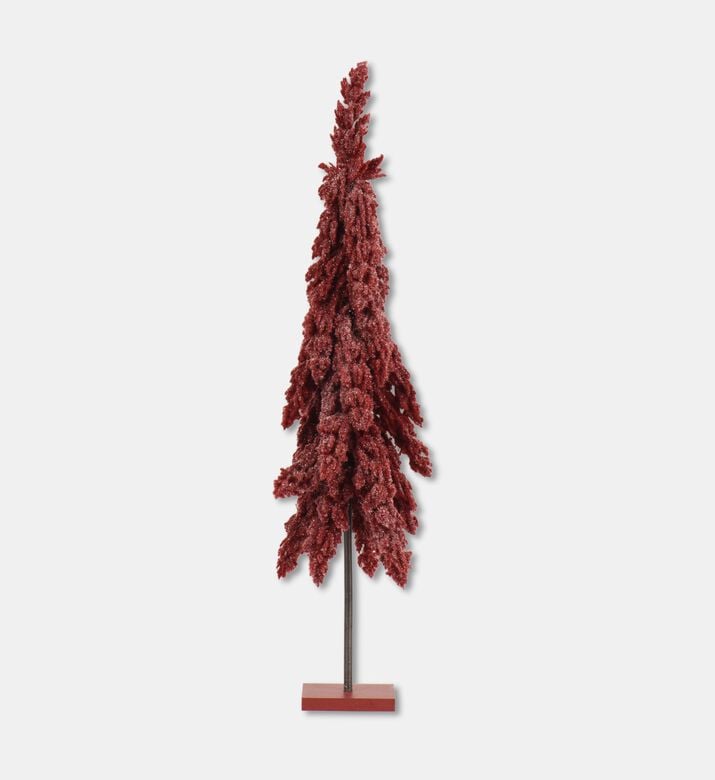 Kaemingk Mini Tree Glitter Flurry Fir, Burgundy, 45-cm, Packshot View