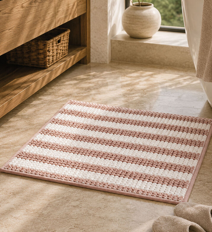 Home Deco and More Chenille Anti-slip Bathroom Mat, Pink, Packshot View