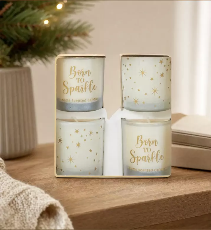 Home Deco and More Printed 4-piece Scented Candle Set, Model View