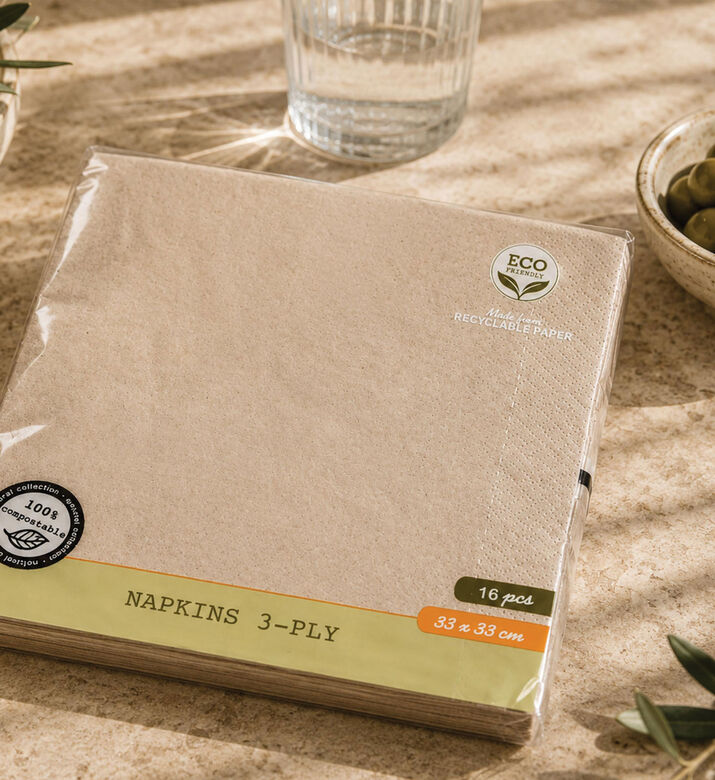 Home Deco and More Recycled Paper 16-piece Napkins Set, Packshot View