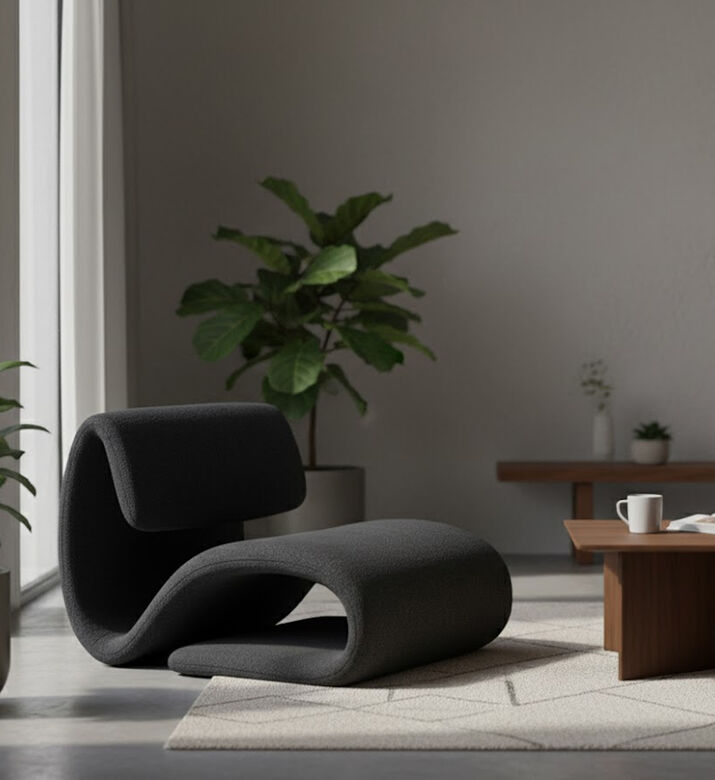 Dan Form Dubna Boucle Fabric Lounge Chair, Anthracite, Packshot View