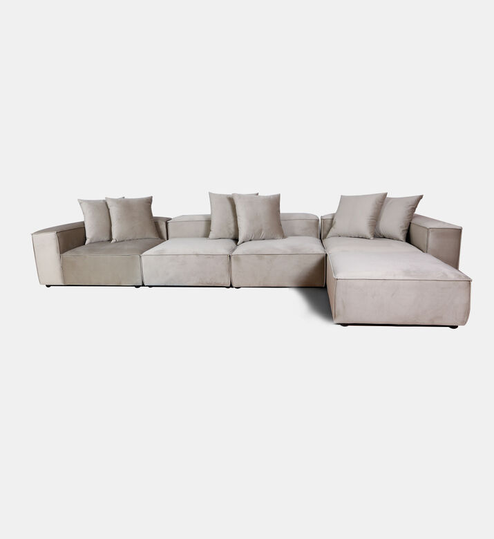 Home Deco and More Fillmore Velvet Corner Sofa, Beige, Packshot View