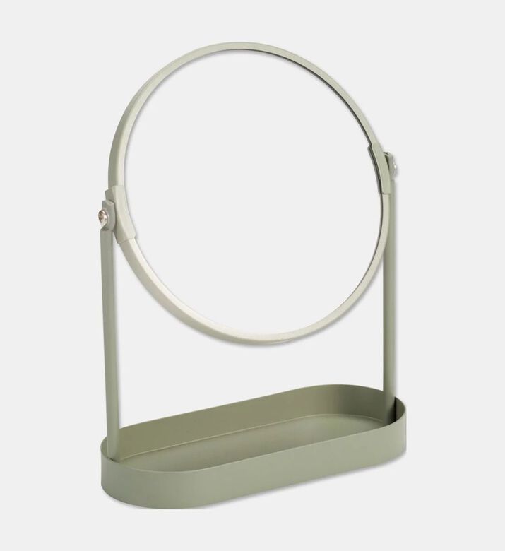 Home Deco and More Make Up Mirror With Organizer, Green, Packshot View