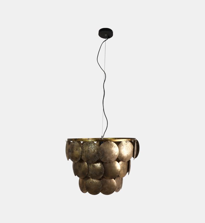 Bronze Three-tiered Overlapping Disc Pendants Vintage Chandelier