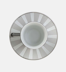 Home Deco and More Coffee Cup Saucer 6-piece Set, Silver, Packshot View