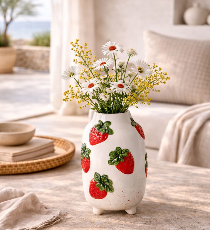 Home Deco and More Porcelain Strawberries Design Vase, Packshot View