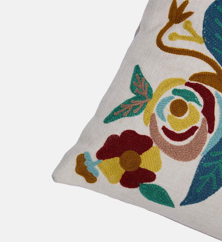 Home Deco and More Amelia Floral Embroidered Linen Cushion 35x60 Cm, Packshot View