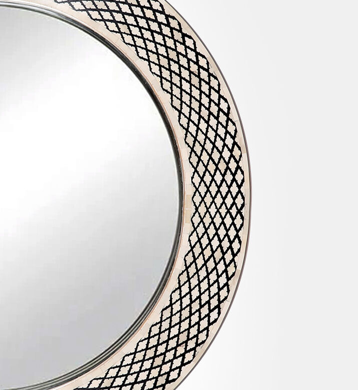 Home Deco and More Round Bone Mirror, Packshot View Home Deco and More Round Bone Mirror, Packshot View