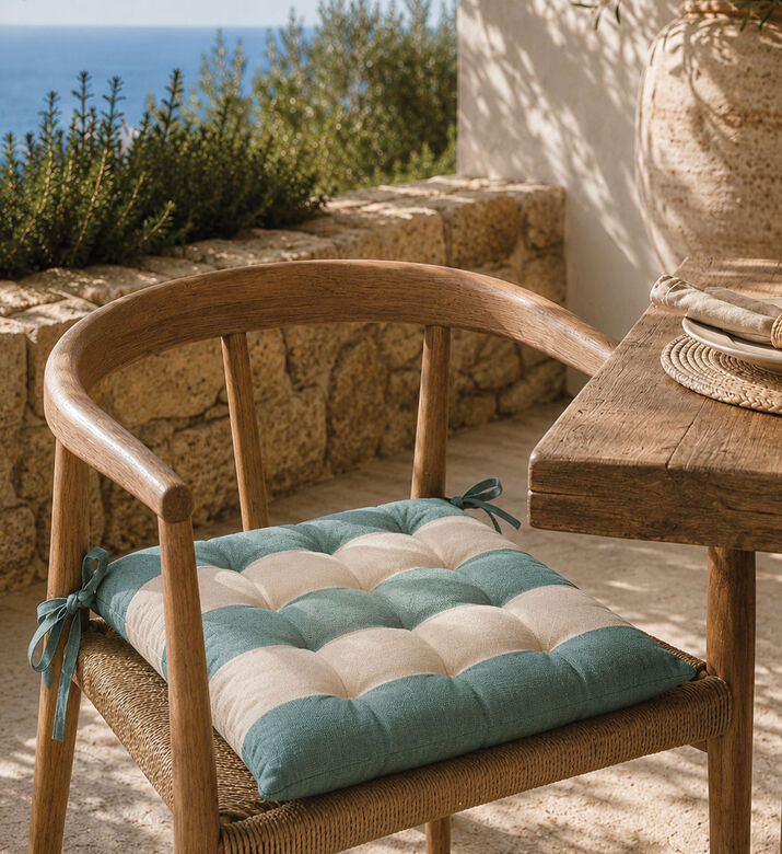 Home Deco and More Tie Fastening Striped Chair Pad, Packshot View