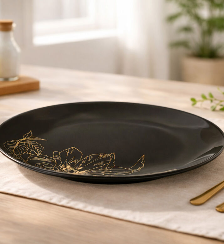 Essenza Masterpiece Floral Bread Plate, Dark-green, 21-cm, Packshot View