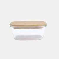 Glass Square Bamboo Lid Container