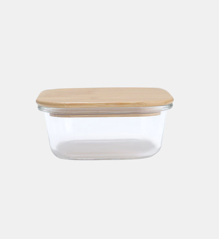 Glass Square Bamboo Lid Container
