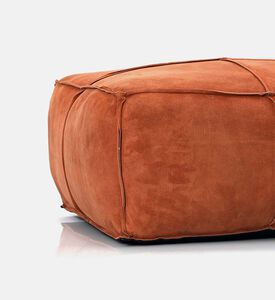 Home Deco and More Elmer Suede Leather Square Pouf, Terracotta, Packshot View