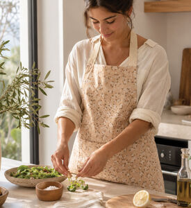 Home Deco and More Printed Front Pocket Apron, Beige, Packshot View
