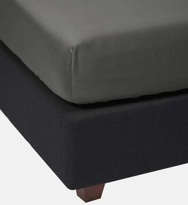 Home Deco and More Cotton Satin Bed Fitted Sheet, Dark-grey, 160x200-cm, Packshot View