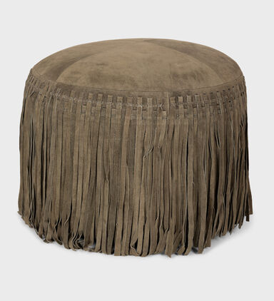 Willow Suede Leather Round Pouf